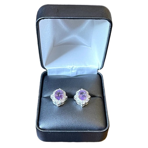 Vintage Joseph Cleary Silver Gemstone Earrings Signed JC 925 - Picture 2 of 9